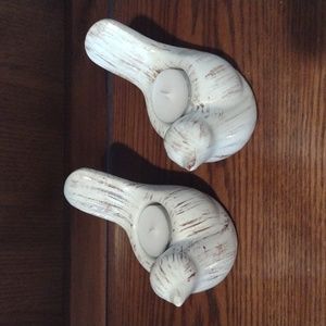 Pier 1 Pair of Ceramic Tea Light Rustic Style Candle Holders b620